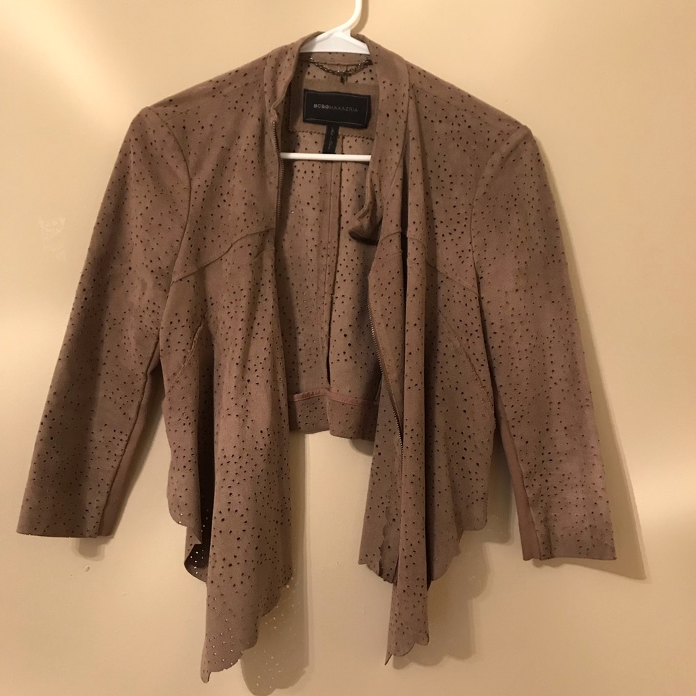 Faux suede eggplant jacket from BCBG